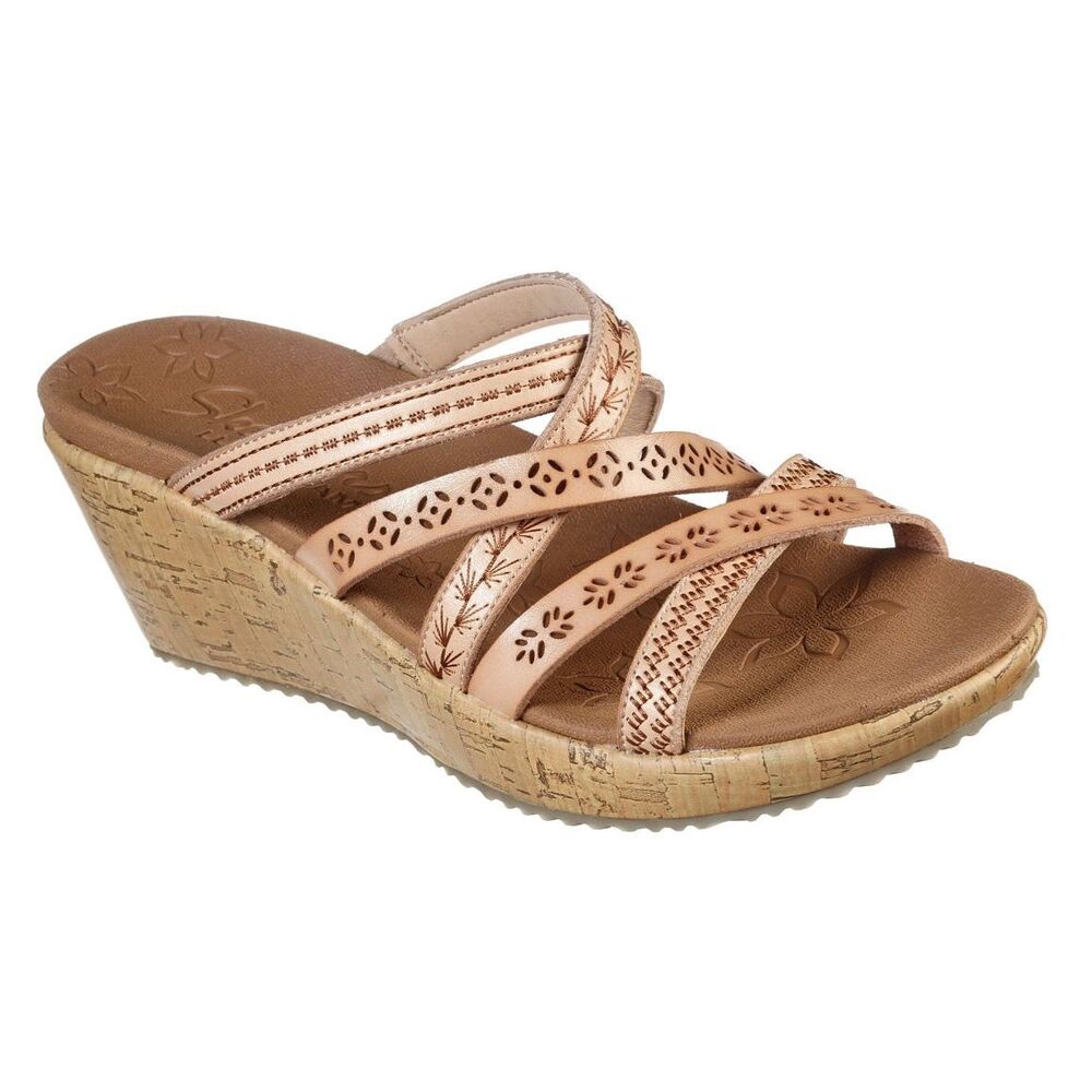 Skechers Women's Cognac Brown Beverlee Tiger Posse Wedge Sandals Size 7 - Picture 6 of 6